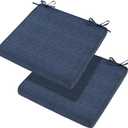 Magpie Fabrics Indoor Outdoor Waterproof Square Chair Cushion, 18" x 18" x 2.5", 2 Pack, Water Resistant Seat Cushions, for Patio Garden Office, Navy Textured