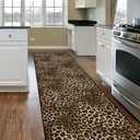 Leopard Rug 2x8 Modern Print Hallway Runner Rug with Rubber Backing Washable Non-Slip Runner Rugs for Bedroom Kitchen Living Room Indoor Decor2x8ft,Brown