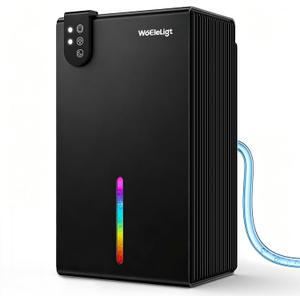 98 OZ Small Dehumidifier for Home 1000 Sq Ft, Quiet Dehumidifier with Drain Hose, Auto Shut-Off, Sleep Mode, 7-Color Light for Basement, Bedroom, Bathroom, Closet, RV (Pure Black)