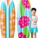 2 Pcs 36 Inch Inflatable Surf Board Inflatable Luau Party Decorations Blow up Surfboard (Flower Style)