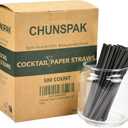 Paper Cocktail Straws 5 inch - 500 ct. Biodegradable Small Black Paper Drinking Straws Bulk for Short Drinks, Restaurant, Bar, Food Services
