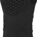 Poekuao Youth Football Baseball Padded Compression Shirt Boys Chest Protector Kids Heart Sternum Rib Guard for Softball Lacrosse Black XL