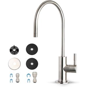 iSpring GA3-BN Drinking Water Faucet with 3/8" Connector, Heavy Duty Lead-Free Reverse Osmosis Faucet for RO System, Non-Air Gap 100% Stainless Steel RO Faucet, Brushed Nickel Finish
