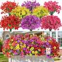 Alupssuc 24 Bundles Artificial Flowers for Outdoors Decoration, UV Resistant Silk Faux Daisy Flora Spring Fake Plastic Plants Greenery for Outside Indoor Yard Home Porch Window Box Decor