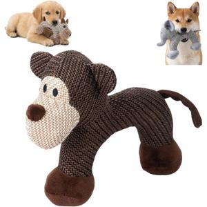Dog Toys for Aggressive ChewersDurable Linen Squeaky Toys with Built-in Squeaker, Tough Indestructible Plush Stuffed Animals for Small Medium Dogs, Animal Design to Relieve Boredom & Anxiety(Monkey)