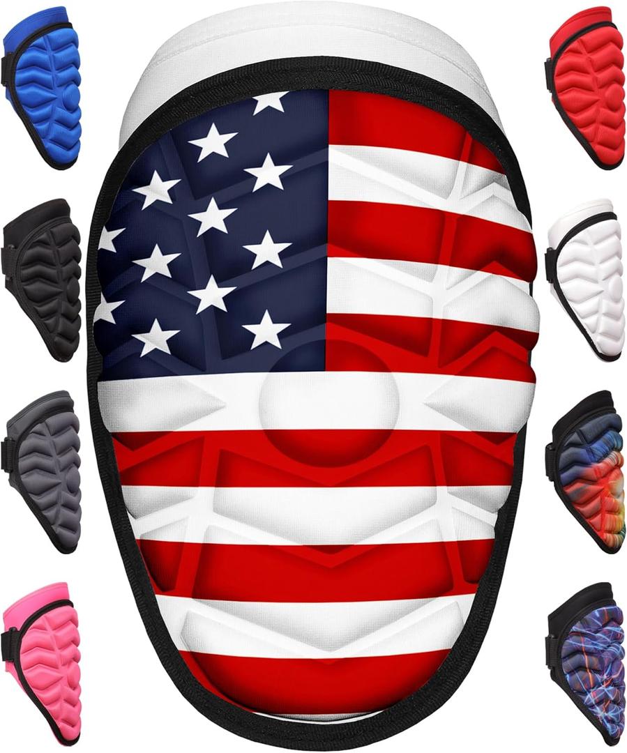 Exxact Sports Defender Baseball Elbow Guard, Batters Softball Elbow Guard Baseball Youth & Adult with Adjustable Strap (USA Flag)