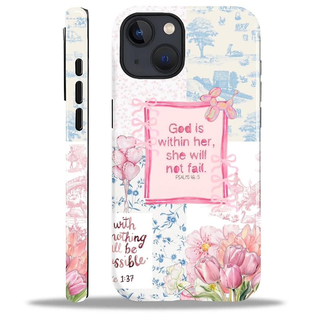 SKAMIX Case for iPhone 15,Shockproof TPU Bumper Drop Protection Hybrid 2-Layer Hard Cover for iPhone 15-Flower Bible Pattern