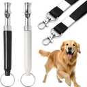 2 Pack Dog Whistle - Dog Whistle to Stop Barking Neighbor's Dog & Long Range Recall, Adjustable Ultrasonic Silent Dog Whistle with Lanyard for Training Recall, Professional Obedience (Black & White)