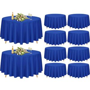 Pesonlook 10 Pack 120 Inch Royal Blue Round Table Cloths, Premium Polyester Round Tablecloth Wrinkle Resistant Washable Table Cover for Wedding, Party, Dining,Banquet,Buffet