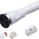 White Tension Curtian rod no drill, 42 to 60 inch Adjustable Heavy Duty black shower curtain rod for Windows bathroom Closet