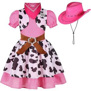 Cowgirl Costume for Girls Western Outfit with Cowgirl Hat for Halloween Western Rodeo Dress Up XL