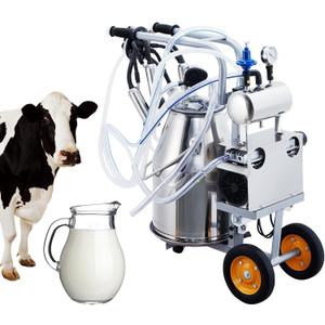 Cow Milking Machine Portable, 55KPA 15000 RPM Milking Equipment with 25 L/6.6 gal Stainless Steel Container, Electric Milker Machine 5-8 Cows Per Hour with Silicone Cups and Tubes for Cows and Goats