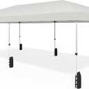 10x20 Pop Up Canopy - Instant Setup Beach Tent with Wheeled Carry Bag, 12 Sandbags & 6 Guy Lines, Portable Sun Shade for Camping, Events, Silver Coated Top, White