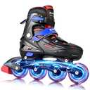 2PM SPORTS Adjustable Inline Skates Kids Boys Ages 5-8 8-12 4-6 6-12 10-12 with Light Up Wheels, Roller Skates Blades for Boys Beginner Youth Indoor Outdoor Size 11C 1 2 3 4 5 6 7 Spider Black