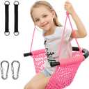 Hand-Knitting Toddler Swing, Swing Seat for Kids with Adjustable Ropes, Little tikes Swings Set, for Outdoor Indoor, Playground, Backyard (Pink)