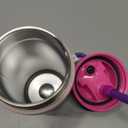 Owala Kids Flip Insulated Stainless-Steel Water Bottle with Straw and Locking Lid, 14-Ounce, Purple/Pink (Bunny Business)