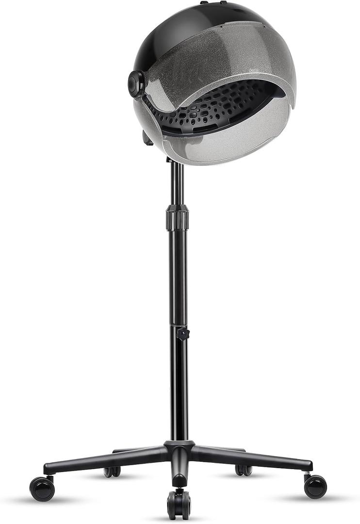 Hooded Hair Dryer, Standing Hair Dryer on Wheels, Sit Under Dryer with 3 Temperature Settings, for Salon, Spa or at Home Use Black