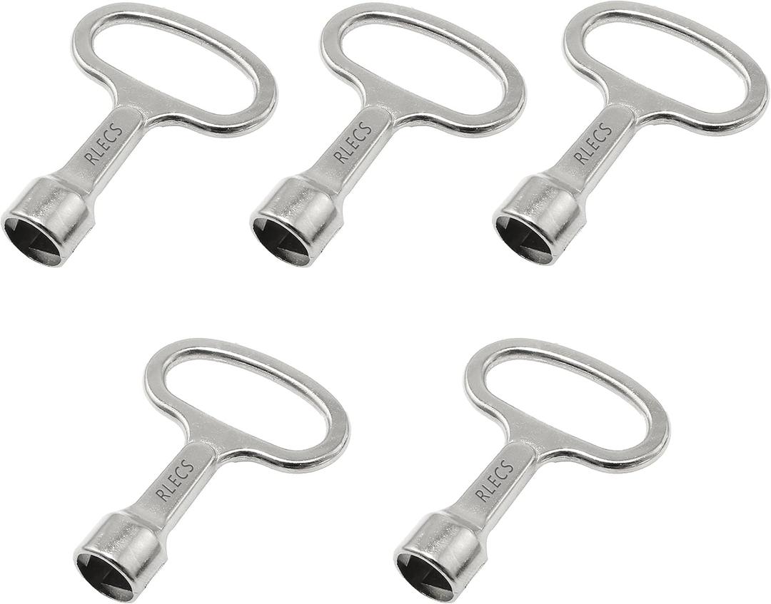 RLECS 5pcs Triangle Cabinet Spanner Key Locks for Drawer, Switch Cabinet, Electric Cabinet, Control Cabinet, etc., Silver Tone