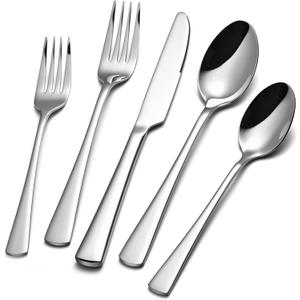 KINGSTONE Silverware Set for 8, 40-Piece Forged 18/10 Stainless Steel Flatware Set, Mirror Finish Cutlery Set Dishwasher Safe for Home, Restaurant, Wedding, Party