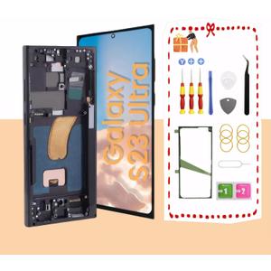 OLED Screen for Samsung Galaxy S23 Ultra 5G LCD Screen Replacement for Samsung S23 Ultra Touch Digitizer Display Screen Assembly with Frame Toolkits S918U S918A US Version(Black)