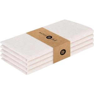 Native Fab Solid Cloth Napkin Set of 4, 100% Chambray Cotton, Washable, Reusable Dinner Cloth Napkin 17x17 inches, Table Decor Napkins for Dinner, Events, Beige