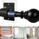 1 Inch Diameter Adhesive Adjustable Curtain Rod No Drilling for Windows 27 to 56",Renter Friendly No Drill Rod with Stick on Bracket, Easy Install No Screw Screwless Apartment Cortineros Para Ventanas (Black)