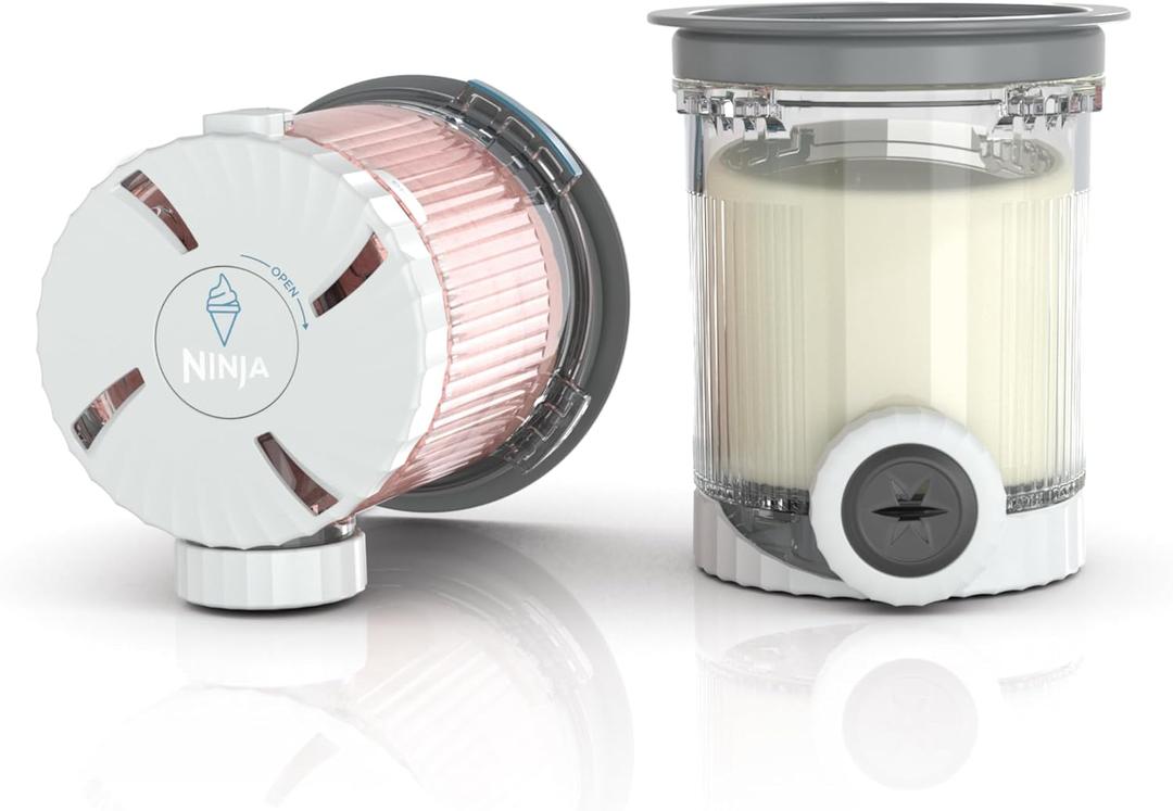 Ninja Swirl by CREAMi Pints and Lids - 2 Pack, Compatible with NC700 Series Ninja Swirl Ice Cream & Soft Serve Makers, BPA-Free & Dishwasher Safe, Grey Lids, XSK7PNTLD2