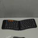 MEETION Ergonomic Foldable Bluetooth Keyboard, Split Compact Portable Keyboard for Business Travel, Ultra-Thin Folding Rechargeable Wireless Keyboards for iOS Android Windows Mac Tablet PC Smartphone (Black)