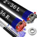 Garage Door Torsion Spring Set, Pair of 2" Electrophoresis Coated Garage Door Spring Replacement with 2 Non-Slip Winding Bars and Bearing, Minimum 16000 Cycles (.262x2x36)
