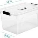 Clear Storage Latch Box 12 Quart, Plastic Organizing Box/Bin with Lid and Black Handles, 6-Pack