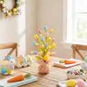 XmasExp Easter Decorations 18inch Easter Tree with Eggs & LED Lights Easter Egg Tree for Indoor Perfect Easter Table Decorations & Holiday Party Decor