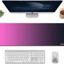Large Gaming Mouse Pad 31.5 x 11.8 in, Extended Desk Mat for Keyboard and Mouse, Non-Slip Rubber Base, Smooth Waterproof Surface, Stitched Edges, Black Mousepad for Office & Home,Black-Pink