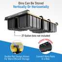 USA Based Overhead Garage Storage Rack, Connectable Heavy Duty Metal Ceiling Rails Garage Storage Organization Shelving System, Hanging Racks Tote Containers, Supports Up To 6 Bins, 4 Sets Black