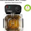 2L Mini Deep Fryer with Basket for Home Use, Electric Small Deep Fryer with Oil Filtration System & Lid, 1300W Compact Countertop Fryer with Adjustable Temperature, Stainless Steel Body