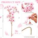 Tigeen 36 Pcs Artificial Cherry Blossom Flower Silk Cherry Blossom Branches 15.7 Inch Fake Floral Branches Bundles Faux Flower Stems for Vase Home Wedding Table Centerpiece (Pink)