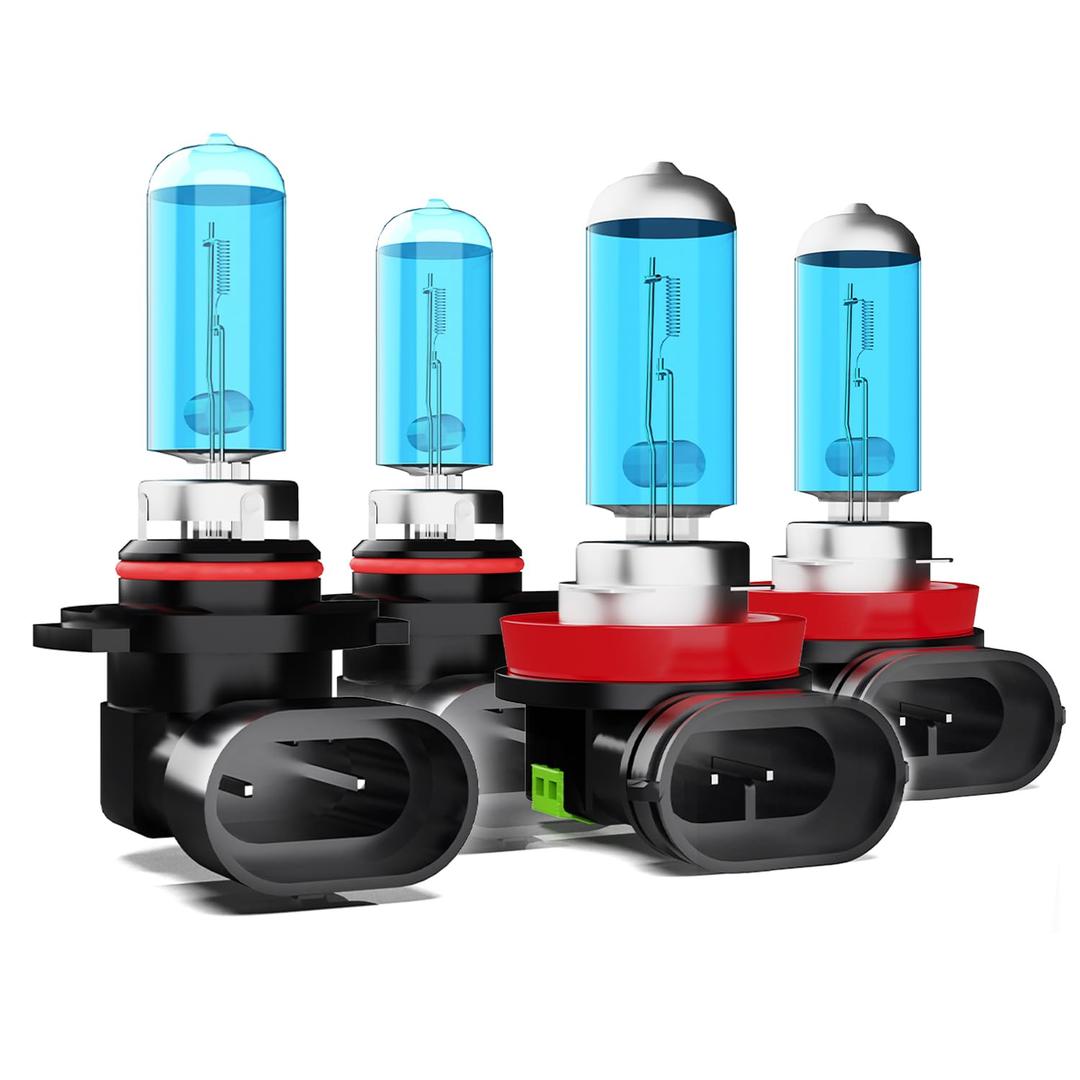 Light Bulbs Compatible with 2009 2010 2011 2012 DODGE RAM 1500 2500 3500 4-Headlamps headlight bulbs, 9005 High Beam + H11 Low Beam halogen lights,Super Bright 6000K White,Pack of 4