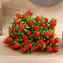 Cabilock 6pcs Fake Strawberry Plant Decor Artificial Strawberry Branch Simulated Fruit Stem Flower Bouquet for Home Wedding Table Decor