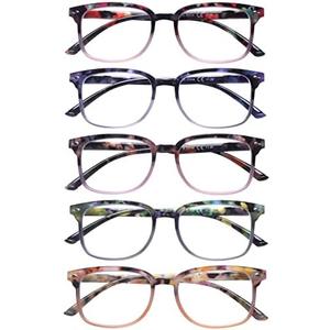 STASTEND 5 Pack Reading Glasses Blue Light Blocking for Women,Computer Readers with Spring Hinge