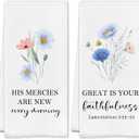 Christian Kitchen Towels, Floral Botanical Decor for Kitchen Bathroom, Inspirational Religious Bible Gifts for Women, His Mercies are New Every Morning,16X24 Inches Set of 2