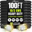 100ft Outdoor/Indoor Extension Cord 10/3 Gauge Ultra Heavy Duty 3 Prong SJTW, Waterproof, Flexible Cold-Resistant Long Power Cord,15A 125V 1875W, Black by LifeSupplyUSA