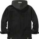 DOSLAVIDA Men's Distressed Denim Jacket Unisex Button Down Jean Coat Casual Long Sleeve Trucker Hooded Jackets Outwear (Black, XL)