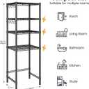 Homeiju 4-Tier Mini Fridge Stand, Adjustable Heavy Duty Storage Shelves, Metal Shelving Rack Mini Fridge and Microwave Storage Shelf for College Rooms Kitchen, Office, 76.7Hx17.7Dx22.8W