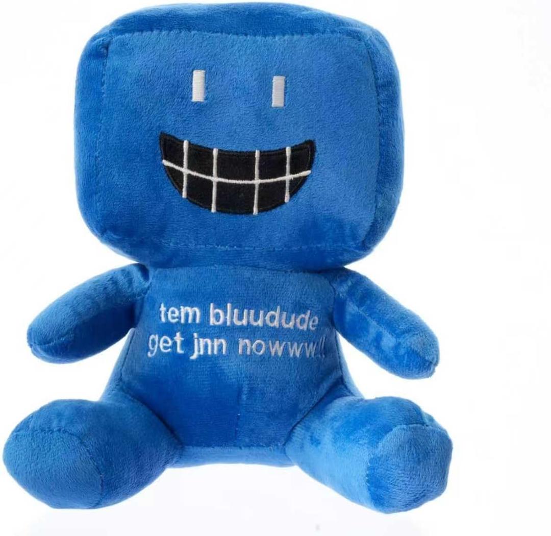 Blue Little Man Plush Stuffed Figure Pillow for Game Fan, Home Decor (D)