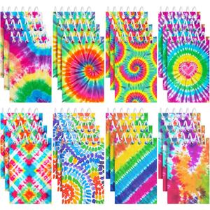 24 Pcs Mini Tie Dye Notepads Multicolor Style Pocket Notebooks for Kids Spiral Mini Notebook Fun Coil Little Notepad Tie Dye Birthday Party Supplies Small Note Pads Tie Dye Party Favors(Vivid Style)