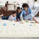 Soft Runner Rugs for Bedroom Hallways, 2x6 Area Rugs for Living Room, Modern Shaggy Carpets Fuzzy Rug for Boys Girls Dorm Nursery Home Decor Aesthetic, Upgrade Non-Slip Durable, Cream White