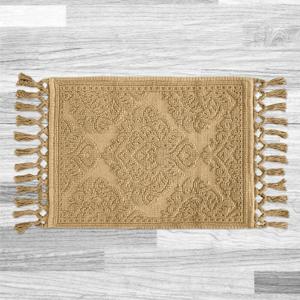 Jean Pierre - Ricardo Bath Mat, Woven Fringe Bathroom Rugs, 100% Cotton, Premium Bathroom Decor - Measures 17" x 31" - Linen