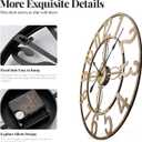 Cuspin 16 Inch Wall Clock, Decorative Clocks for Living Room, Silent Non-Ticking Battery Operated Wall Clock Bronze Metal Round Retro Arabic Numerals for Kitchen Mantel Office