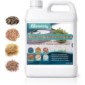 64OZ Mulch & Rock Glue for Landscaping, Fast Drying Lockdown Sticky Rock Glue, Reliable and Non-Toxic Gravel Binder for Rocks, and Pea Gravel, Lasts up to 12-24 Months
