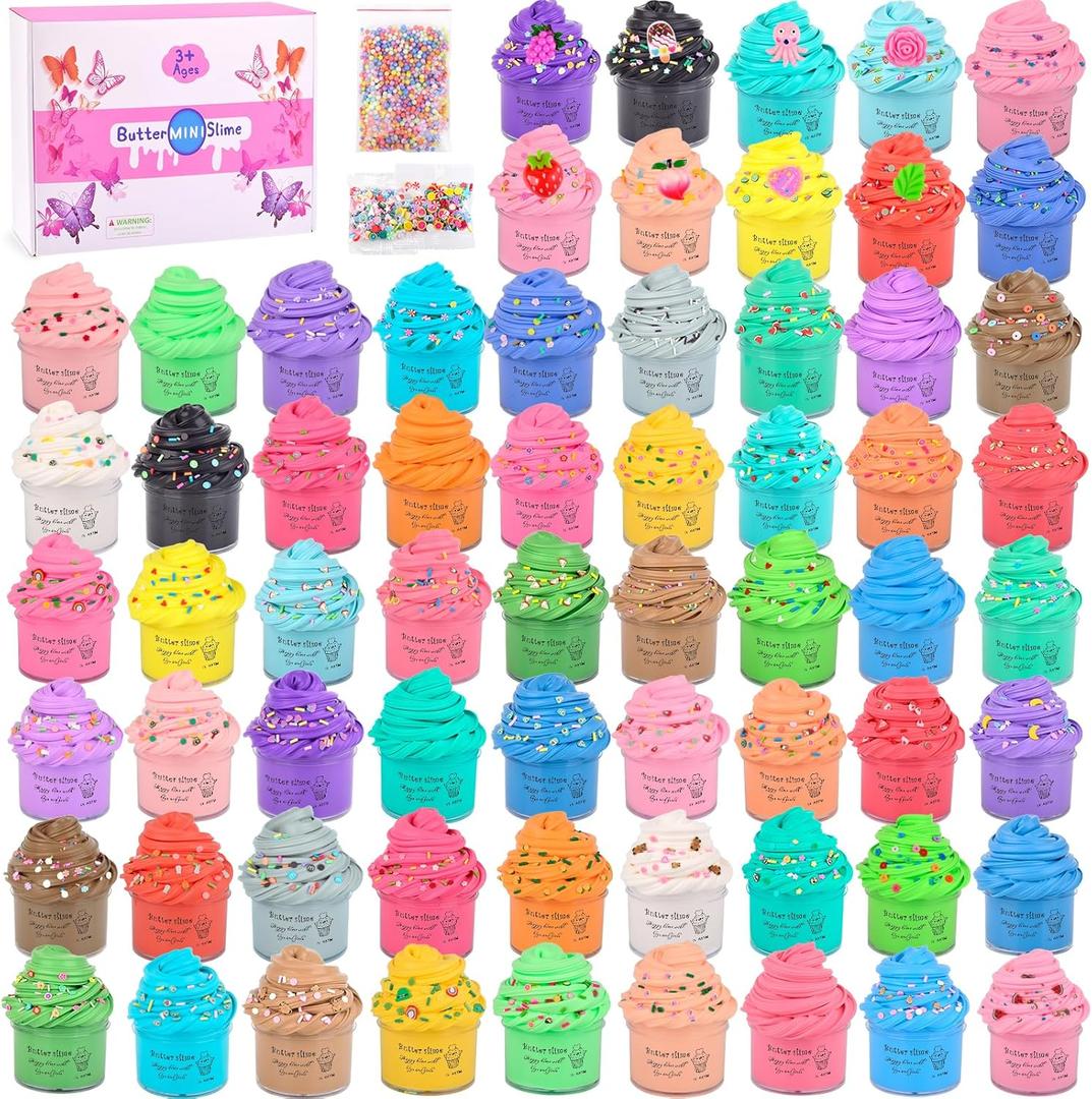 64 Pieces Mini Slime kit,Butter Slime Party Favors, Valentines Slime Bulk Toy for Classroom Prizes, Stocking Stuffers, Goodie Bag for Kids Boys Girls, Ideal Birthday Easter Filling Gifts