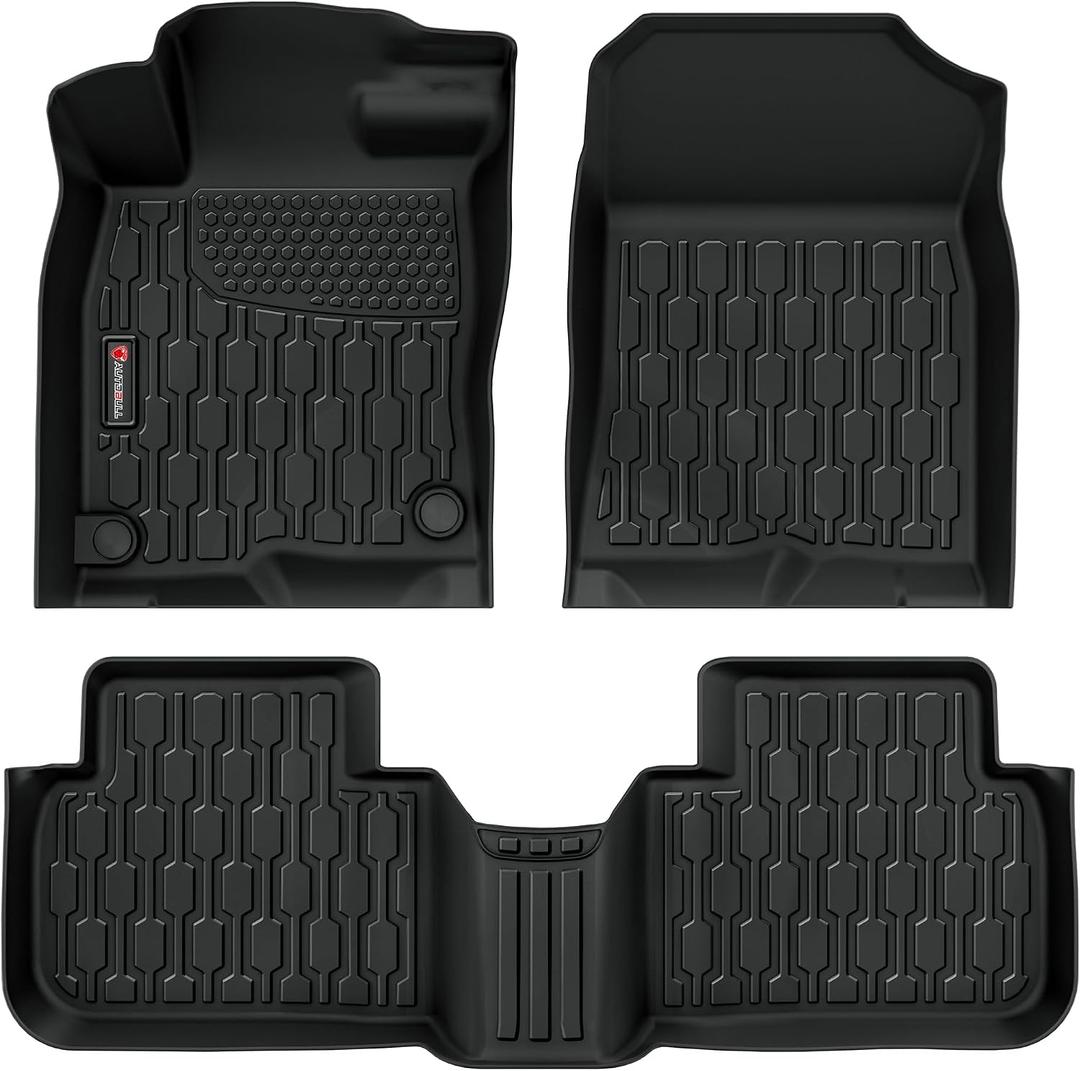 Floor Mats Compatible with Honda Civic 2022-2025 2026 (Fits Rear Seats with or Without USB Ports) | for Acura Integra 2023-2025, All Weather TPE Floor Liners, Custom Fit Car mats, 1st & 2nd Row, Black